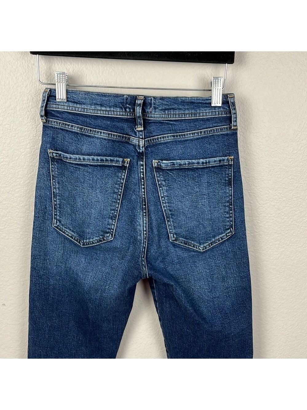 Agolde Sophie Jeans Dark Wash High Rise Slim/Skinny Leg Raw Hem Cropped Denim 25 - Picture 6 of 12